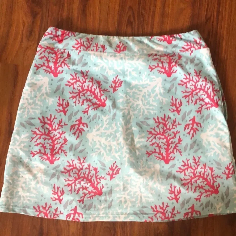 Bette & Court Nautical, print, coral print￼ Turquoise, squirt, tennis skirt, siz